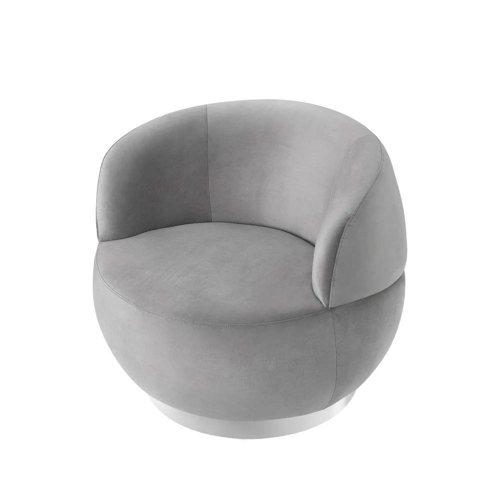 Ilana Grey/Chrome Accent Chair Swivel Velvet 33L x 33W x 30H by Inspired Home 7 Ilana Grey/Chrome Accent Chair Swivel Velvet 33L x 33W x 30H by Inspired Home - Image 5