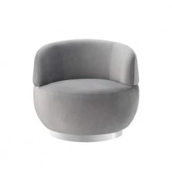 Ilana Grey/Chrome Accent Chair Swivel Velvet 33L x 33W x 30H by Inspired Home