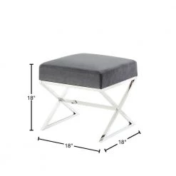Elora Grey/Chrome Upholstered X-Leg Velvet Ottoman by Inspired Home 12 Elora Grey/Chrome Upholstered X-Leg Velvet Ottoman by Inspired Home -Inspired Home Sales Store grey chrome inspired home ottomans on67 02gr hd 40 1000