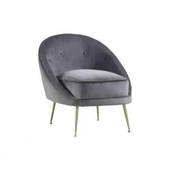 Sasha Velour Modern Accent Chair, Grey by Best Master Furniture