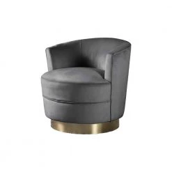Midori Velour Modern Swivel Accent Chair, Grey by Best Master Furniture