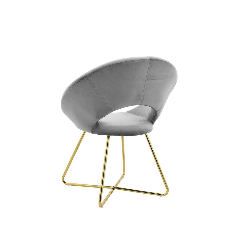 Jasmine Velvet With Gold Plated legs Accent Chair, Grey by Best Master Furniture 7 Jasmine Velvet With Gold Plated legs Accent Chair, Grey by Best Master Furniture - Image 5