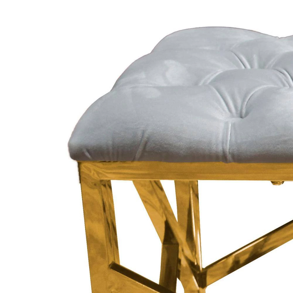 Barbosa Grey, Gold Velvet Accent Bench 39 in. D x 17.5 in. H by Best Master Furniture 4 Barbosa Grey, Gold Velvet Accent Bench 39 in. D x 17.5 in. H by Best Master Furniture - Image 2