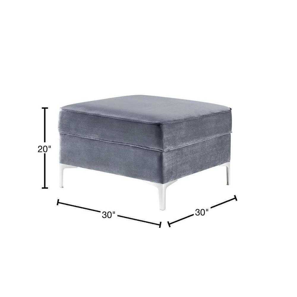 Olivia Grey Velvet Metal Y-Leg Square Storage Ottoman by Inspired Home 5 Olivia Grey Velvet Metal Y-Leg Square Storage Ottoman by Inspired Home - Image 3