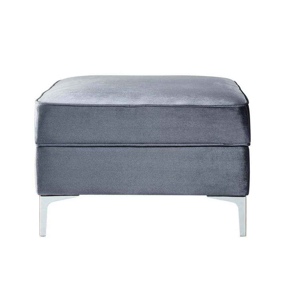 Olivia Grey Velvet Metal Y-Leg Square Storage Ottoman by Inspired Home 7 Olivia Grey Velvet Metal Y-Leg Square Storage Ottoman by Inspired Home - Image 5