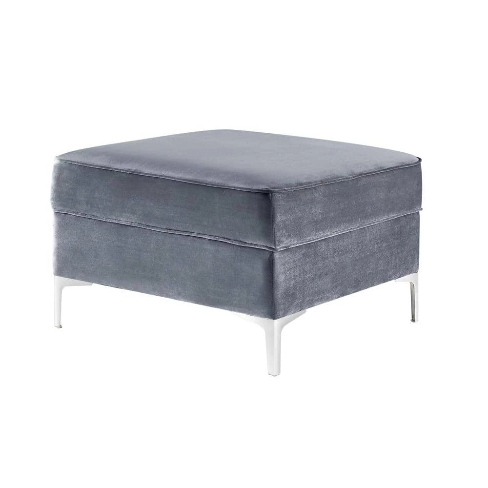 Olivia Grey Velvet Metal Y-Leg Square Storage Ottoman by Inspired Home 3 Olivia Grey Velvet Metal Y-Leg Square Storage Ottoman by Inspired Home