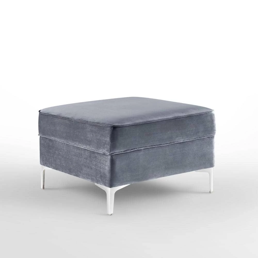 Olivia Grey Velvet Metal Y-Leg Square Storage Ottoman by Inspired Home 8 Olivia Grey Velvet Metal Y-Leg Square Storage Ottoman by Inspired Home - Image 6
