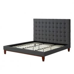 Telford Grey Linen Button Tufted Platform King Bedframe by Inspired Home