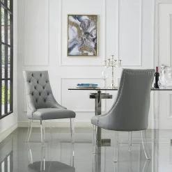 Winona Grey PU Leather Acrylic Leg Armless Dining Chair (Set of 2) by Inspired Home -Inspired Home Sales Store grey pu leather inspired home dining chairs ad53 01gr2 hd 77 1000