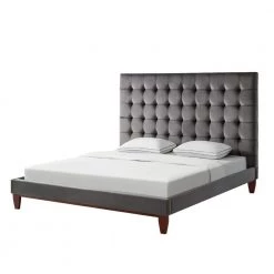 Telford Grey Velvet Button Tufted Platform Queen Bedframe by Inspired Home -Inspired Home Sales Store grey velvet inspired home panel beds bd24 02grq hd 4f 1000