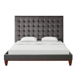 Telford Grey Velvet Button Tufted Platform Queen Bedframe by Inspired Home -Inspired Home Sales Store grey velvet inspired home panel beds bd24 02grq hd c3 1000