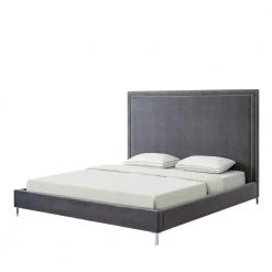 Samuele Grey Velvet Nailhead Trim Platform Queen Bed by Inspired Home -Inspired Home Sales Store grey velvet inspired home panel beds bd34 02grq hd c3 1000