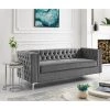 Olivia 34.5 in. Grey Velvet 3-Seater Tuxedo Sofa with Nailheads by Inspired Home -Inspired Home Sales Store grey velvet inspired home sofas couches sa01 02gr hd 64 1000