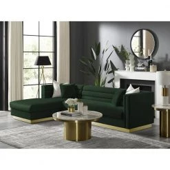 Annemarie 69in Width Square Arm Style Upholstered Velvet Tufted L Shaped Sofa in Hunter Green by Inspired Home -Inspired Home Sales Store hunter green inspired home sofas couches sl459 02hg hd 31 1000