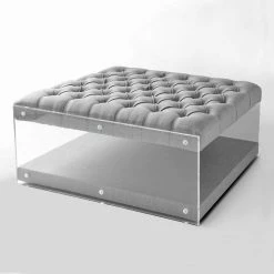 Fleur Light Grey Linen Ottoman Cocktail Table with Button Tufted Clear Acrylic Sides by Inspired Home 11 Fleur Light Grey Linen Ottoman Cocktail Table with Button Tufted Clear Acrylic Sides by Inspired Home -Inspired Home Sales Store light grey linen inspired home ottomans on43 03lg hd c3 1000