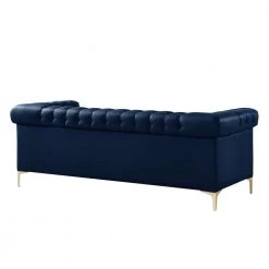 Ramona 33.8 in. Navy/Gold Faux Leather 3-Seater Tuxedo Sofa with Nailheads by Inspired Home -Inspired Home Sales Store navy gold pu leather inspired home sofas couches sa40 01ny hd fa 1000