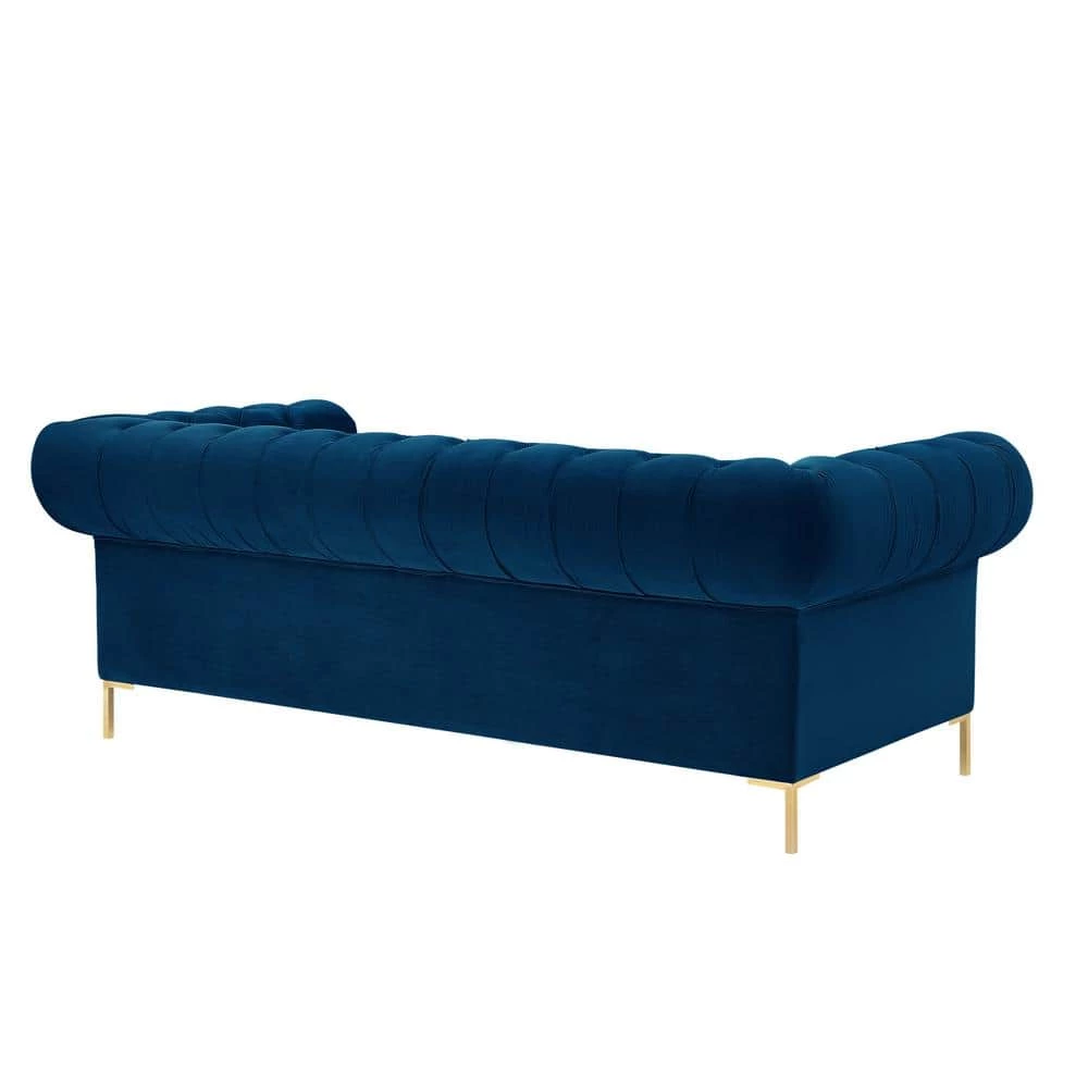 Journie Collection 38.5 in. Wide Flared Arms Velvet Upholstery Traditional Straight Shaped Button Tufted Sofa in Blue by Inspired Home 8 Journie Collection 38.5 in. Wide Flared Arms Velvet Upholstery Traditional Straight Shaped Button Tufted Sofa in Blue by Inspired Home - Image 6