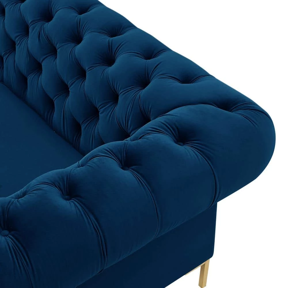 Journie Collection 38.5 in. Wide Flared Arms Velvet Upholstery Traditional Straight Shaped Button Tufted Sofa in Blue by Inspired Home 9 Journie Collection 38.5 in. Wide Flared Arms Velvet Upholstery Traditional Straight Shaped Button Tufted Sofa in Blue by Inspired Home - Image 7