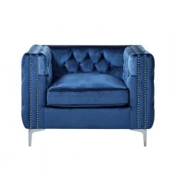Olivia Velvet Club Arm Chair Navy Button Tufted Nailhead Trim Metal Y-Leg by Inspired Home 15 Olivia Velvet Club Arm Chair Navy Button Tufted Nailhead Trim Metal Y-Leg by Inspired Home -Inspired Home Sales Store navy silver velvet inspired home accent chairs cc01 02ny hd 4f 1000