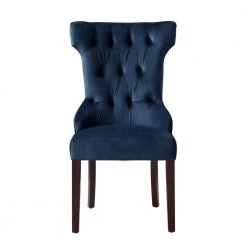 Ximena Navy Velvet Button Tufted Armless Dining Chair (Set of 2) by Inspired Home