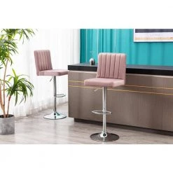 Yucca 38.5 in. H-46.5 in. H Pink Adjustable Velvet Swivel Bar Stools (Set of 2) by Best Master Furniture -Inspired Home Sales Store pink best master furniture bar stools yk9175p 31 1000