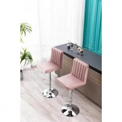Yucca 38.5 in. H-46.5 in. H Pink Adjustable Velvet Swivel Bar Stools (Set of 2) by Best Master Furniture -Inspired Home Sales Store pink best master furniture bar stools yk9175p a0 1000