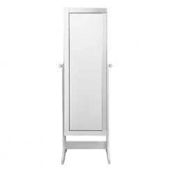 Adele Cheval Pristine White Floor Mirror Jewelry Armoire with LED Lights by Inspired Home