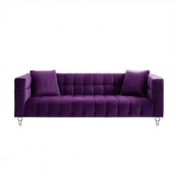 Jeremy 33.8 in. Purple Biscuit Tufted Velvet 4-Seat Sofa by Inspired Home