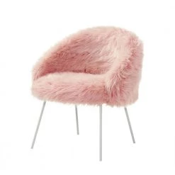 Ana Luxe Fur with White Powder Coated Metal Leg Accent Chair, Rose by Inspired Home -Inspired Home Sales Store rose inspired home accent chairs ac49 04rs hd 4f 1000