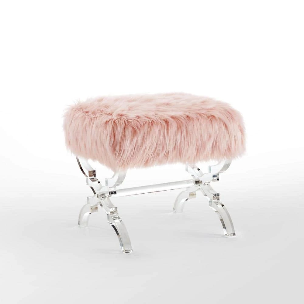 Reida Rose Acrylic X-Leg Faux Fur Ottoman by Inspired Home 7 Reida Rose Acrylic X-Leg Faux Fur Ottoman by Inspired Home - Image 5