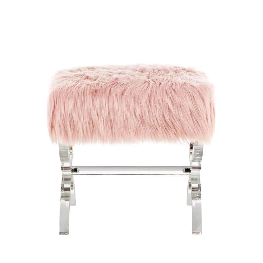 Reida Rose Acrylic X-Leg Faux Fur Ottoman by Inspired Home 6 Reida Rose Acrylic X-Leg Faux Fur Ottoman by Inspired Home - Image 4