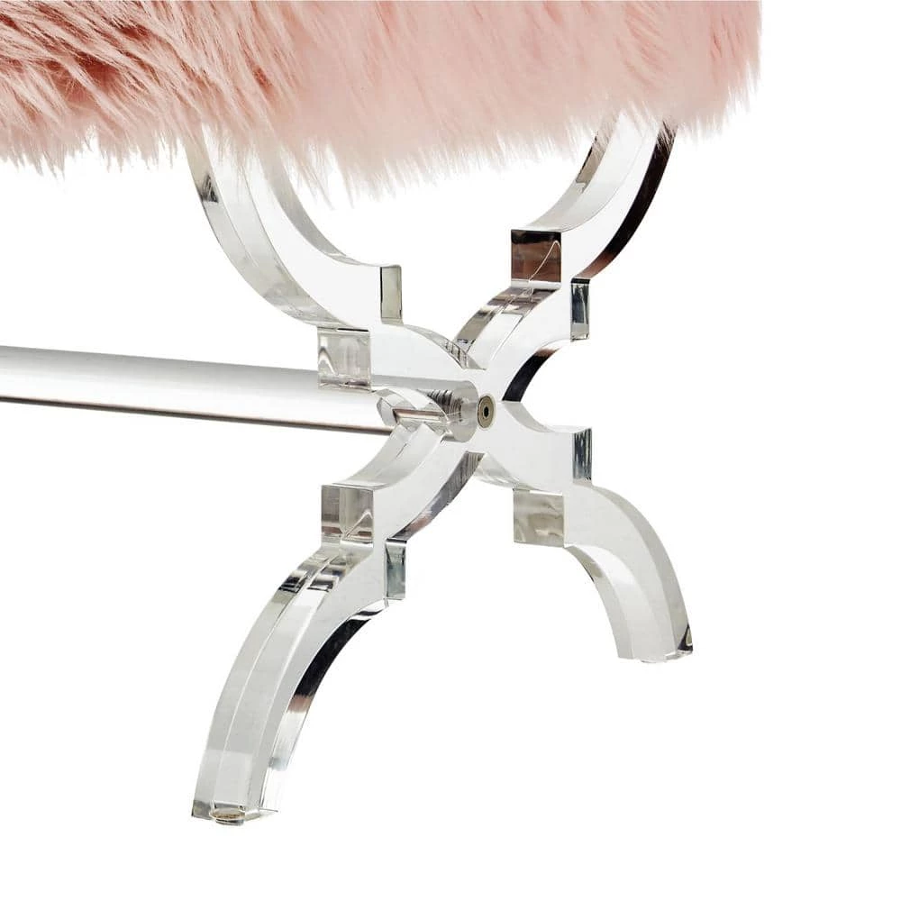 Reida Rose Acrylic X-Leg Faux Fur Ottoman by Inspired Home 9 Reida Rose Acrylic X-Leg Faux Fur Ottoman by Inspired Home - Image 7