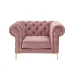 Journie Rust Club Chair Button Tufted Velvet by Inspired Home