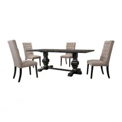 Michelle 5-Piece Rustic Black Rectangular Dining Set by Best Master Furniture -Inspired Home Sales Store rustic black best master furniture dining room sets michrb5 e1 1000