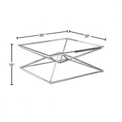 Rosepark Silver Glass with Stainless Steel Square Coffee Table by Best Master Furniture -Inspired Home Sales Store silver best master furniture coffee tables e51s 40 1000