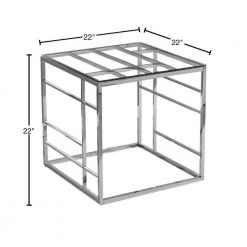 Mason 22 in. Silver Stainless Steel with Glass Square End Table by Best Master Furniture -Inspired Home Sales Store silver best master furniture end side tables e66 40 1000