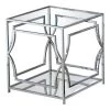 Mako 22 in. Silver Stainless Steel with Clear Glass End Table by Best Master Furniture -Inspired Home Sales Store silver best master furniture end side tables gw120e 64 1000