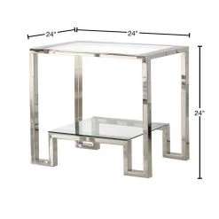 Leo 24 in. Silver Glass with Stainless Steel Square Coffee Table by Best Master Furniture -Inspired Home Sales Store silver best master furniture end side tables gw121e 40 1000
