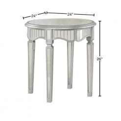 Christian 24 in. Silver Mirrored Round End Table by Best Master Furniture -Inspired Home Sales Store silver best master furniture end side tables t1801se 40 1000