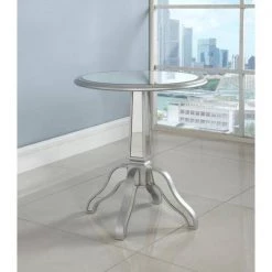 Christian 25 in. Silver Mirrored Round Side Table by Best Master Furniture -Inspired Home Sales Store silver best master furniture end side tables t1801srs 31 1000