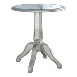 Christian 25 in. Silver Mirrored Round Side Table by Best Master Furniture