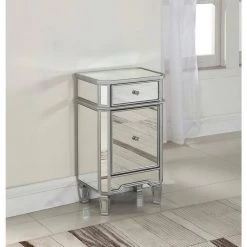 Christian 18 in. Silver Mirrored Rectangular Side Stand by Best Master Furniture -Inspired Home Sales Store silver best master furniture end side tables t1801sst 31 1000