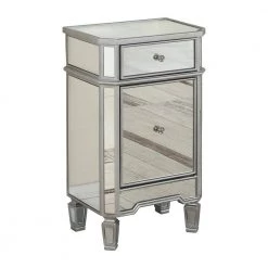 Christian 18 in. Silver Mirrored Rectangular Side Stand by Best Master Furniture