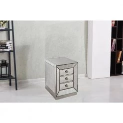 Winney 20 in. Silver Mirrored Rectangular End Table by Best Master Furniture -Inspired Home Sales Store silver best master furniture end side tables t1803se 31 1000