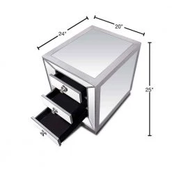 Winney 20 in. Silver Mirrored Rectangular End Table by Best Master Furniture -Inspired Home Sales Store silver best master furniture end side tables t1803se 40 1000