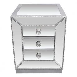 Winney 20 in. Silver Mirrored Rectangular End Table by Best Master Furniture