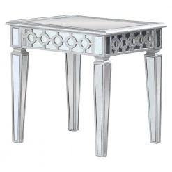 Stacey 24 in. Silver Mirrored Square End Table by Best Master Furniture