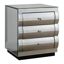 Trixie 19.5 in. Silver Mirrored 3-Drawer End Table by Best Master Furniture