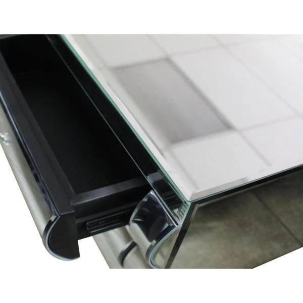 Trixie 19.5 in. Silver Mirrored 3-Drawer End Table by Best Master Furniture 4 Trixie 19.5 in. Silver Mirrored 3-Drawer End Table by Best Master Furniture - Image 2