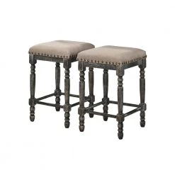 Eva 26 in. Backless Weathered Grey Wood Counter Height Stools (Set of 2) by Best Master Furniture